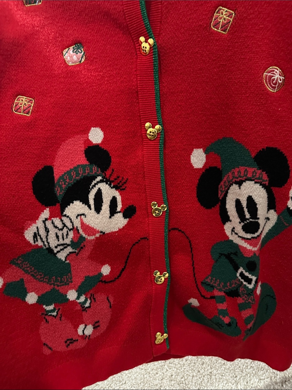 Disney Red Holiday Mickey & Minnie Cardigan Sweater - Picture 4 of 11